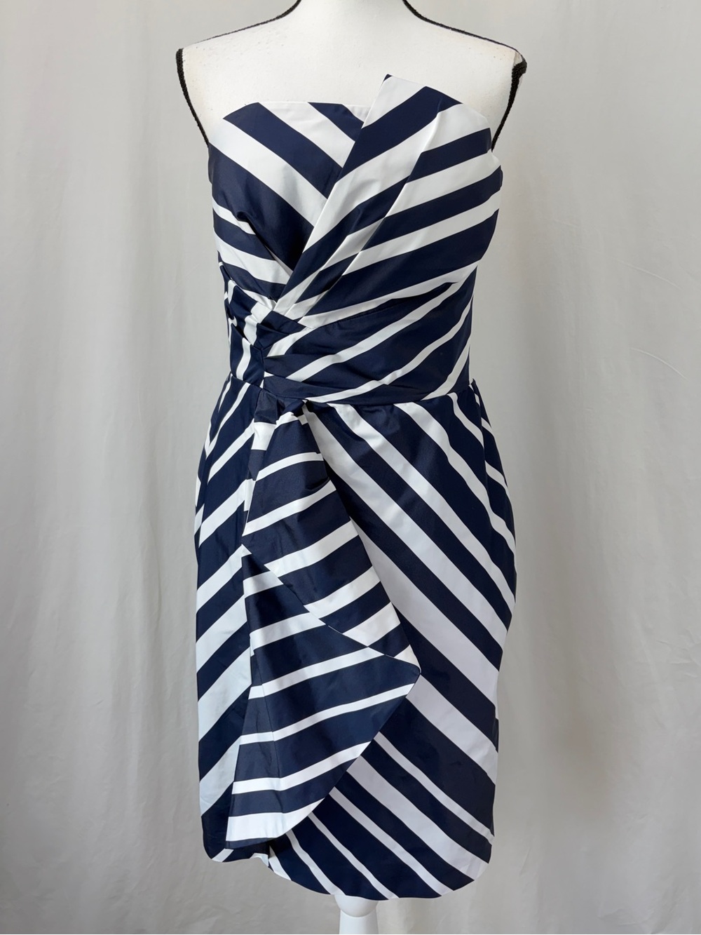 Ralph Lauren NWT Navy White Taffeta Strapless wedding Guest Cocktail Dress SZ 8 - Picture 4 of 17